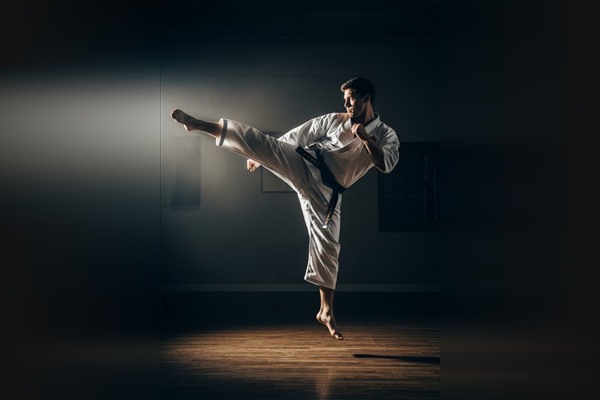 Girls and boys doing Karate
