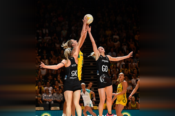 Girls playing Netball