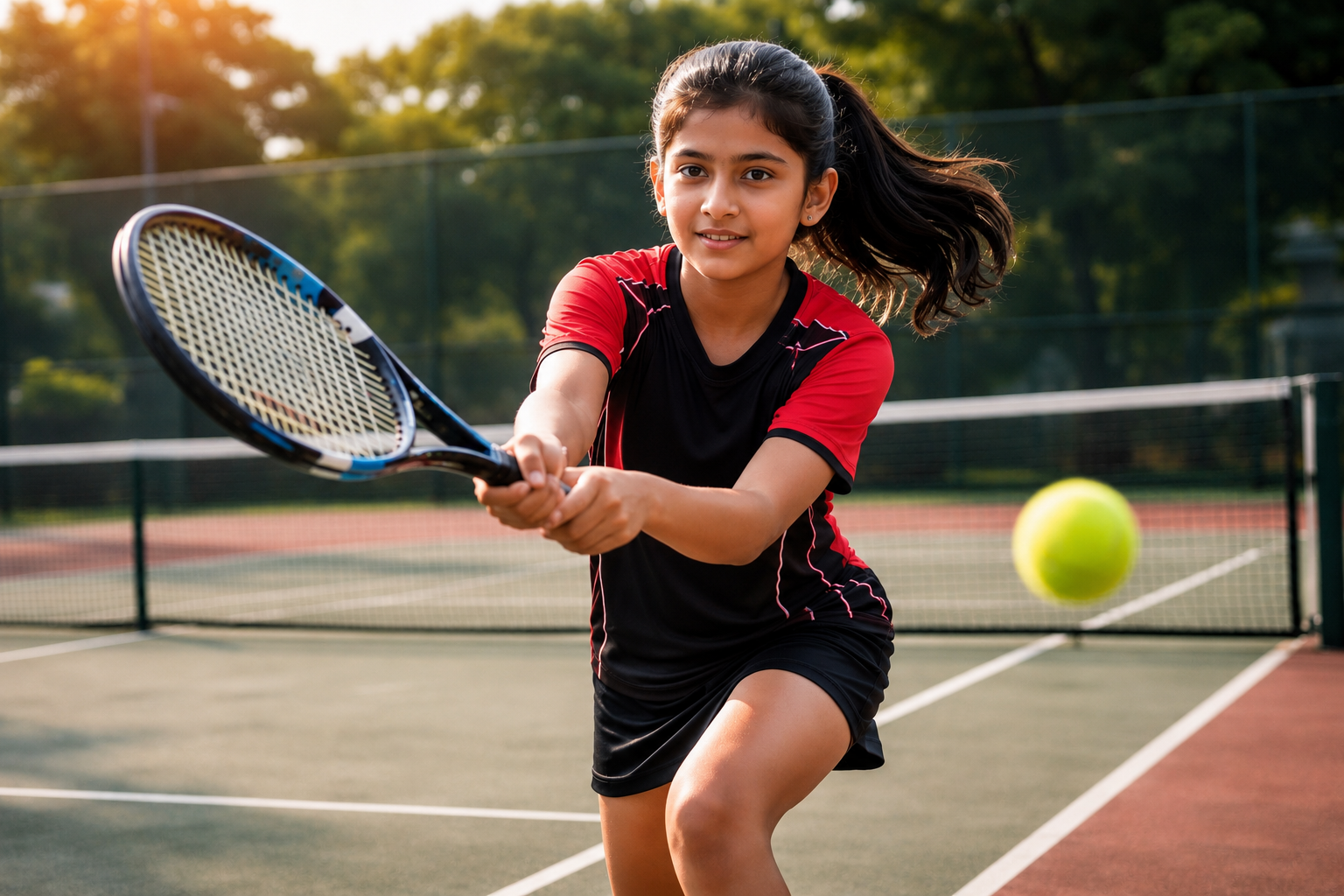 Girls and boys playing Lawn Tennis